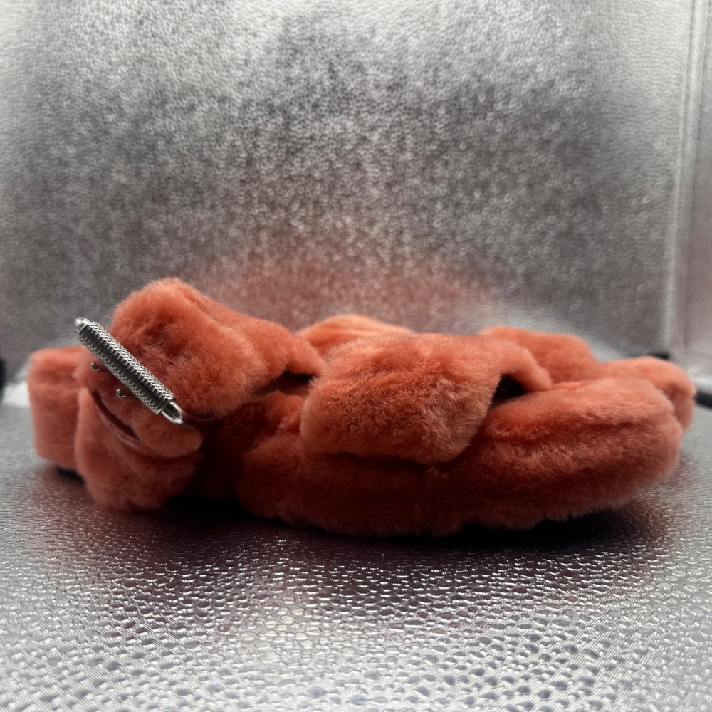Size 8 UGG Fuzzette Slide Slippers Womens Coral Pink Excellent Buckle 1104662